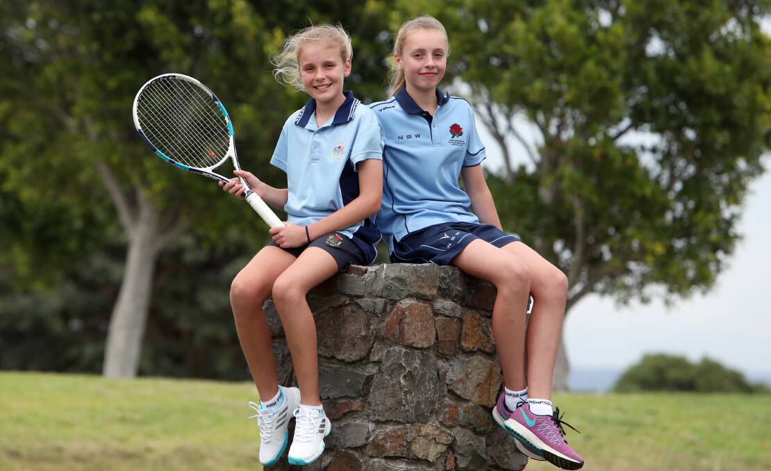 Future star: Sydney Brown (right) with sister Lexie prior to her successful Pacific School Games campaign. Picture: Sylvia Liber. 