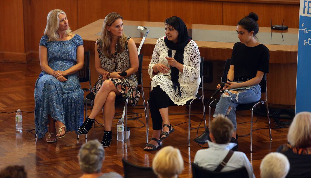 FLASHBACK: Tracey Spicer, Lynnette Lounsbury, Shakira Hussein and Winnie Dunn during the 2017 Wollongong Writers Festival event on at the Wollongong Art Gallery. Picture: Robert Peet