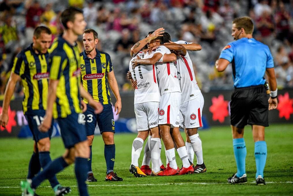 COMING TOGETHER: Western Sydney Wanderers' senior playing group came together to help inspire the club's win over the Central Coast Mariners last weekend. Picture: AAP