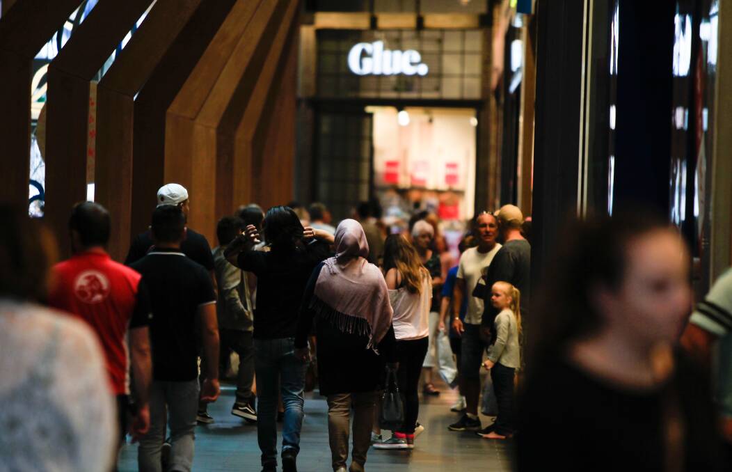 Shoppers inside Wollongong Central on Boxing Day. Picture: Georgia Matts