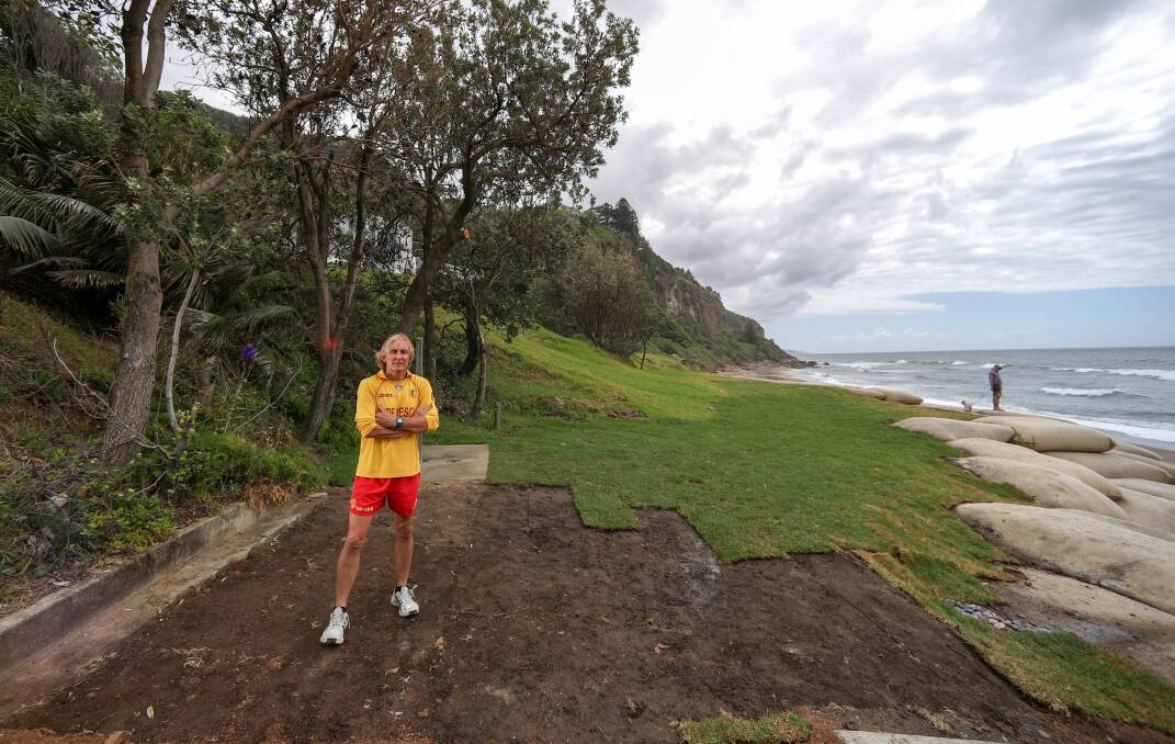 NOT HAPPY: Coalcliff Surf Life Saving Club captain Rob Deacon doesn't see the funny side of turf being stolen over Christmas. Picture: Adam McLean