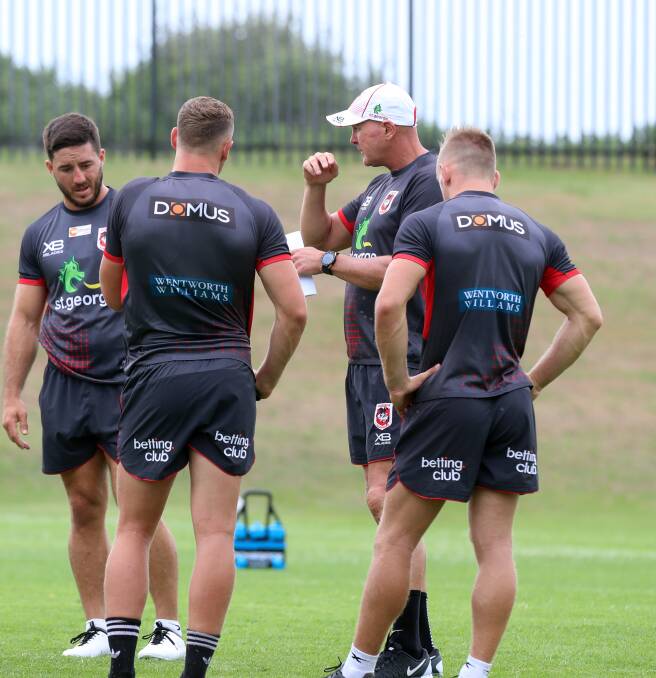 FOCUSED: Paul McGregor calls the shots at Dragons training. Picture: Sylvia Liber.