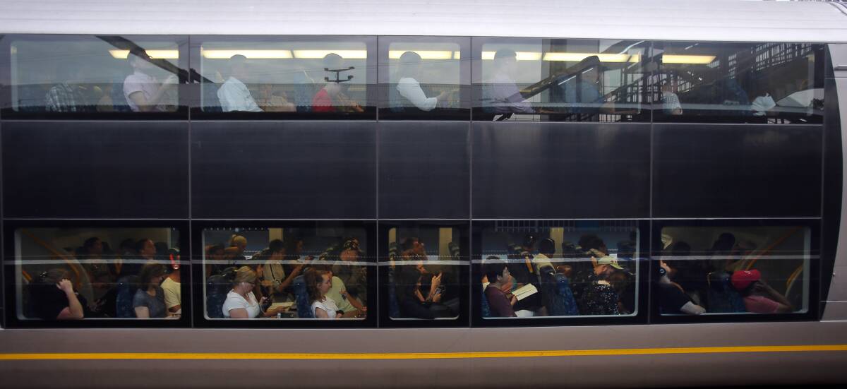 Transport for NSW won't release data on just how much over capacity the crowded afternoon four-car trains are. Picture: Robert Peet