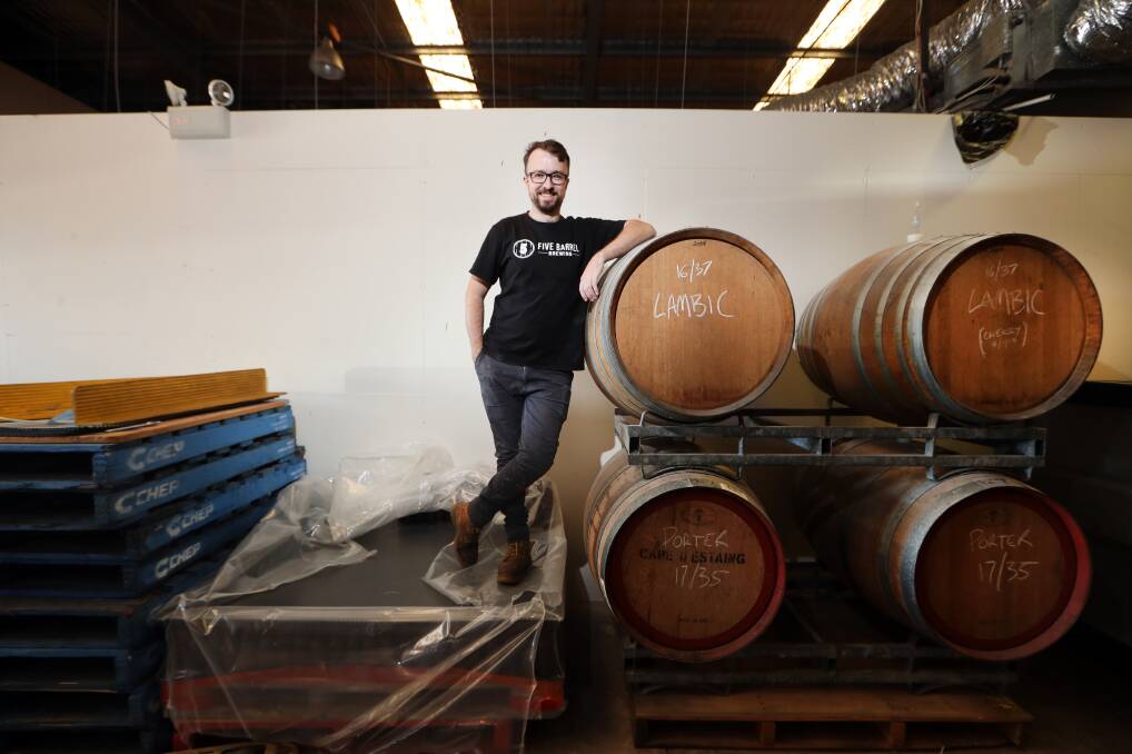 Five Barrel Brewing's Phil O'Shea is asking Wollongong City Council to lift restrictions that make it hard for him to sell his own beer at his own brewery Picture: Sylvia Liber