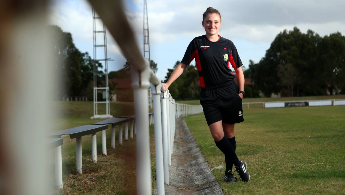 IN THE MIDDLE: Teenage referee Lottie Cabassi-Power hopes one day to reach the W-League. Pictures: Sylvia Liber. 