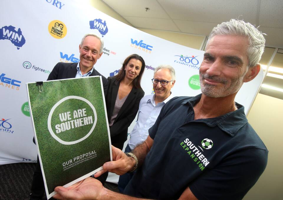 BID: Southern's Morris Iemma (left) and Craig Foster (right) with FSC's Ann-Marie Balliana and Eddy De Gabriele (middle). 