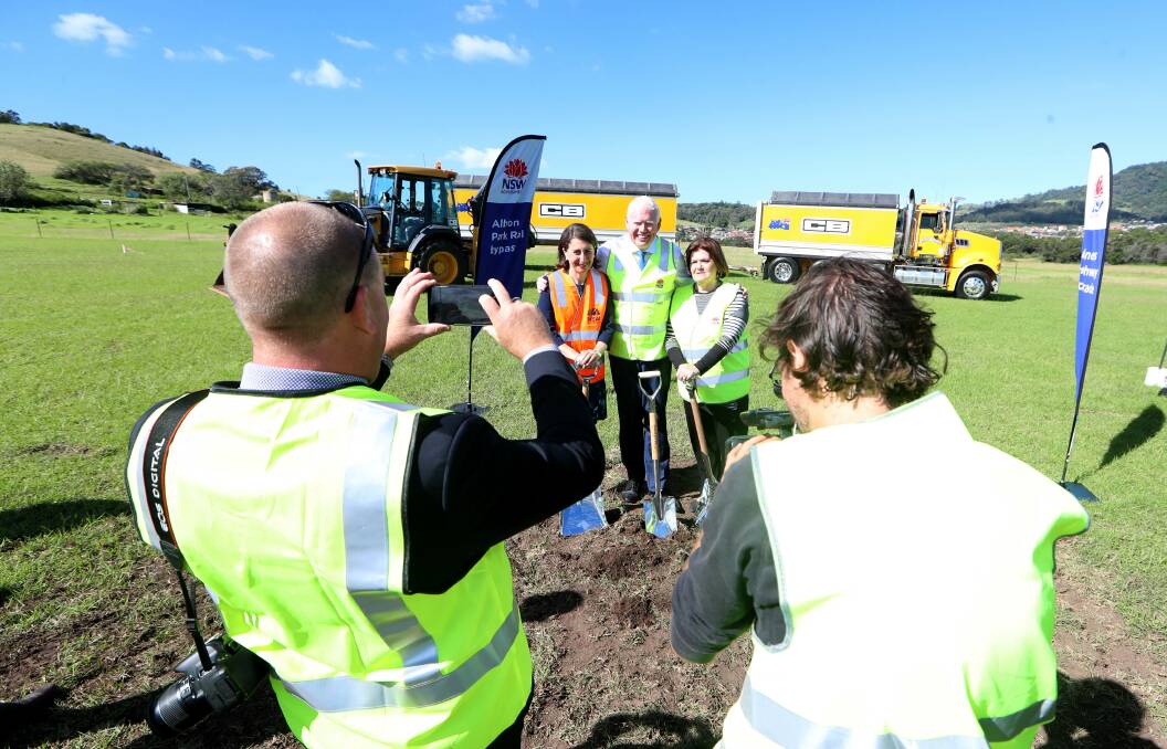 Premier Gladys Berejiklian at the sod-turning for the Croome Road sports field relocation, which will create hundreds of extra truck movements a day. Picture: Sylvia Liber