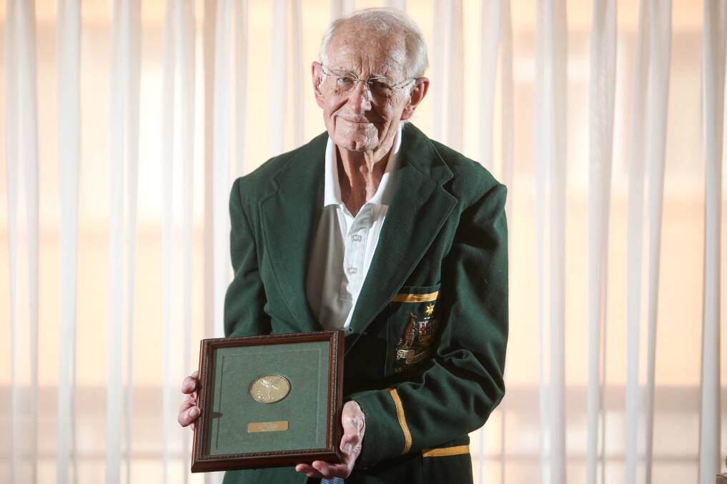 Golden glory: George Gedge, 88, shows off his gold medal from the Auckland Empire Games in 1950. Picture: Adam McLean
