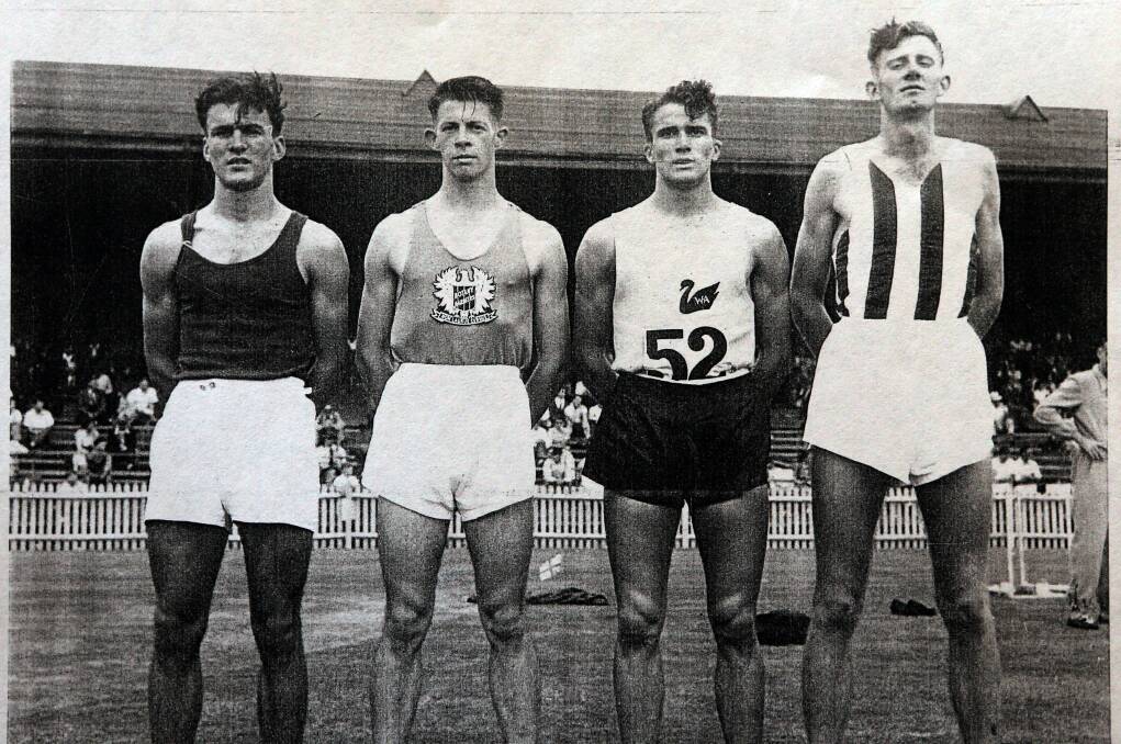 Fine athletes: Wollongong's Empire Games runners David Johnson (second from left) and George Gedge (right). Picture: Supplied.