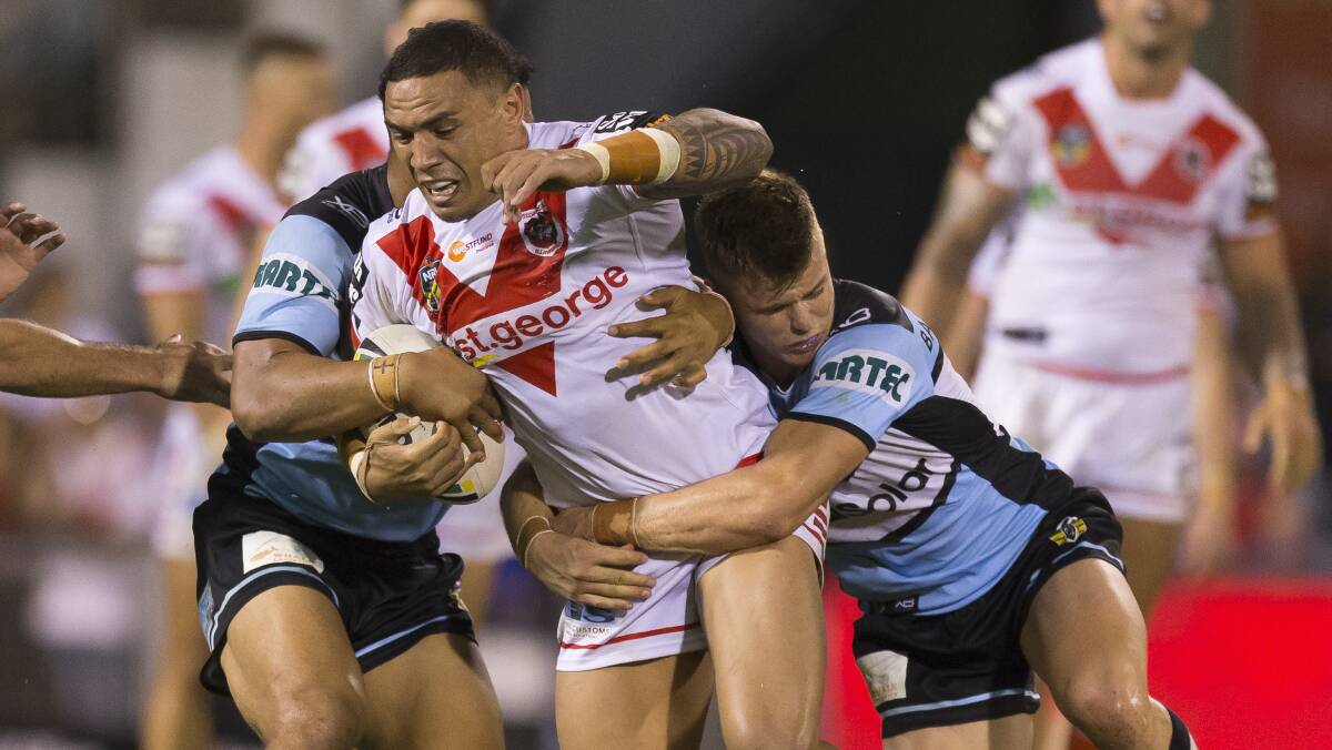 Leading the charge: Tyson Frizell has led a stable Dragons forward pack through the opening seven rounds of the season. Picture: AAP Image/Craig Golding.