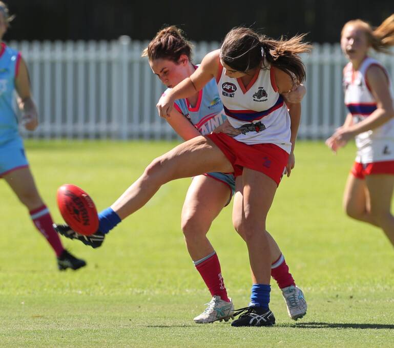 Winners: Kelsey Hogan kicked a goal for the Dogs on Saturday. 