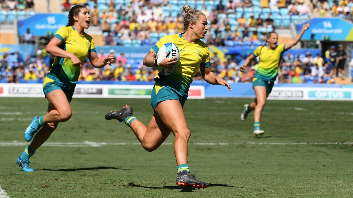 Try scorer: Emma Tonegato. Picture: AAP Image/Dave Hunt.