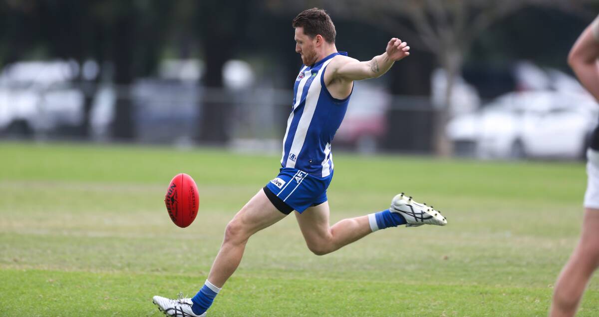 On the boot: Figtree's Simon Quinn earlier this season. The Roos take on Wollongong Bulldogs on Saturday. Picture: Georgia Matts