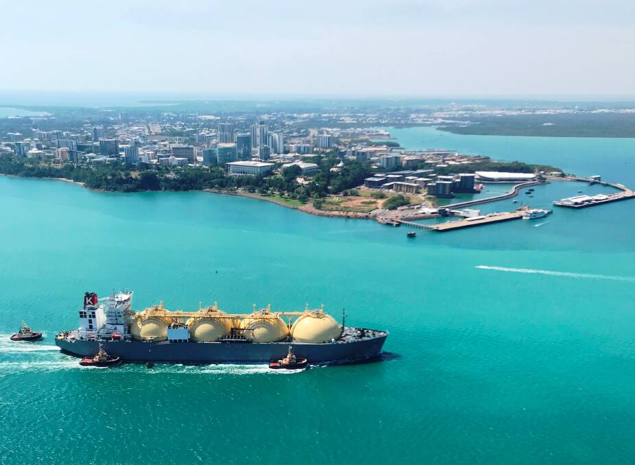 POWER: A liquefied natural gas (LNG) tanker arriving in Darwin to fill up with product for export. Up to 52 of these would pass the Port Kembla facility each year.
