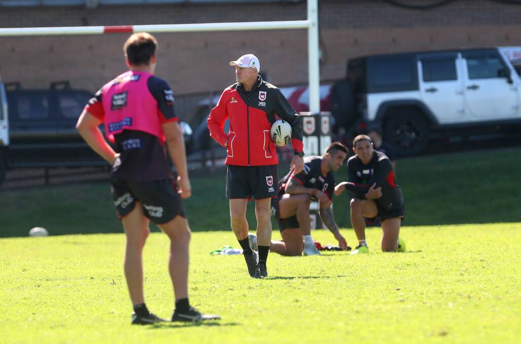GUARDED: Dragons coach Paul McGregor at training this week. Picture: Sylvia Liber