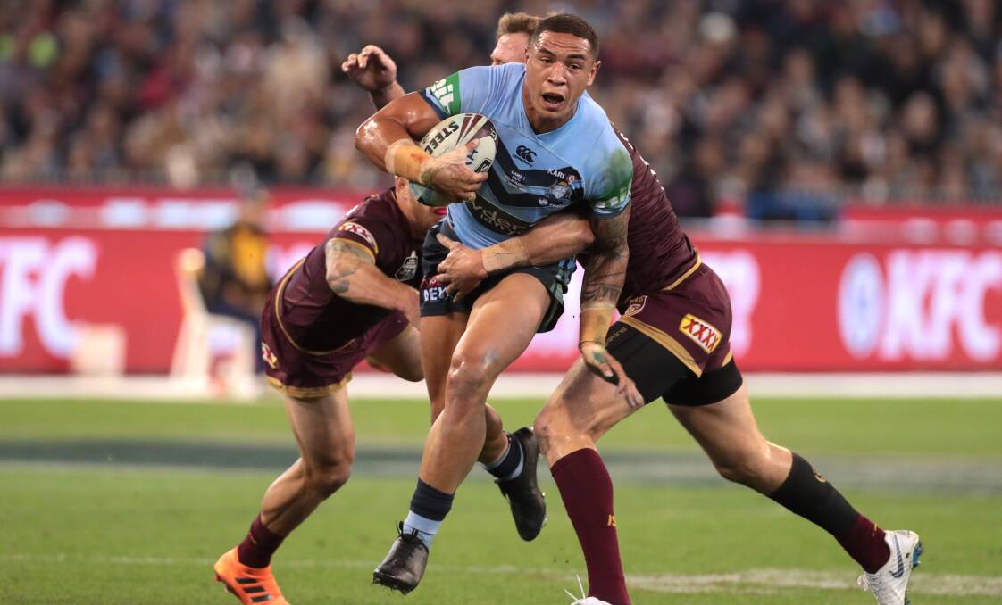 Determined: Blues forward Tyson Frizell. Picture: NRL Photos.