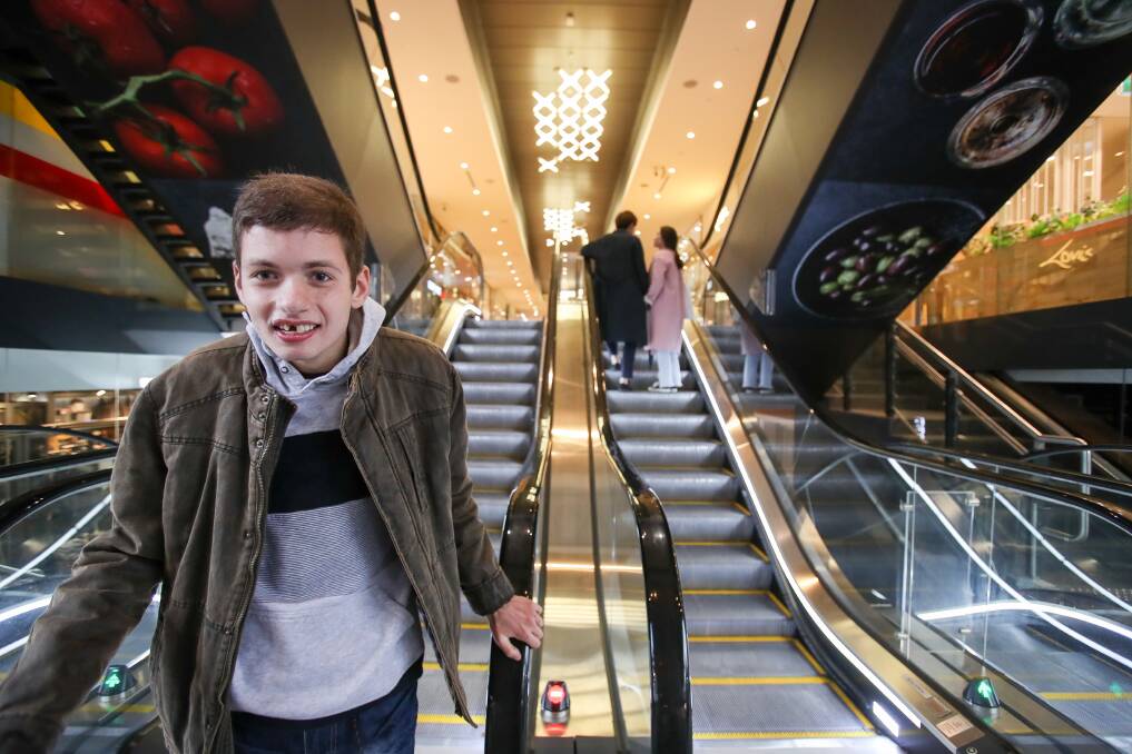 On the move: Bodhi Dreyfus-Ballesi​ has had a passion for escalators since he was a young boy, and his enthusiasm was captured in a recent podcast series. Picture: Adam McLean