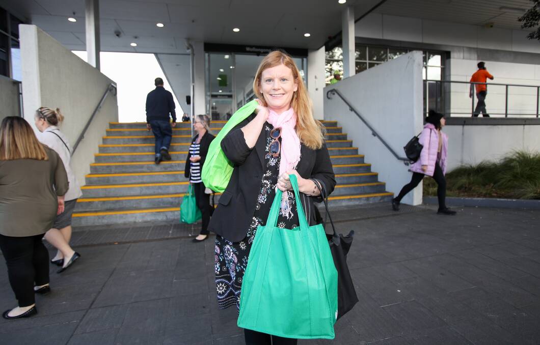 GOING GREEN: Wollongong shopper Courtney Gray was happy to switch to reusable bags at Woollies. Photo: Adam McLean