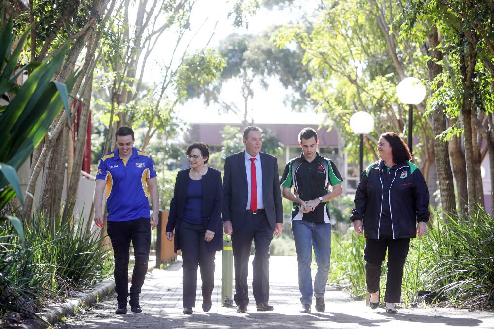 PARTNERSHIP: L-R Matthew Boss, Heather Thomas, John Brannon, Lachlan Greenfield and Renae Hawke launch a new partnership between the IDRL and UOW.  Picture: Adam McLean