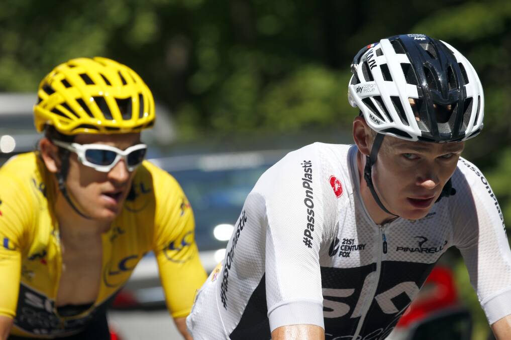 DRAWCARD: The UCI Road World Championships could lure cycling royalty to Wollongong like Britons Chris Froome and Geraint Thomas (shown above at the Tour de France in). Picture: AP