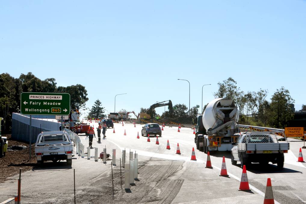 Several lanes of the new North Wollongong interchange have been opened to traffic. Picture: Sylvia Liber