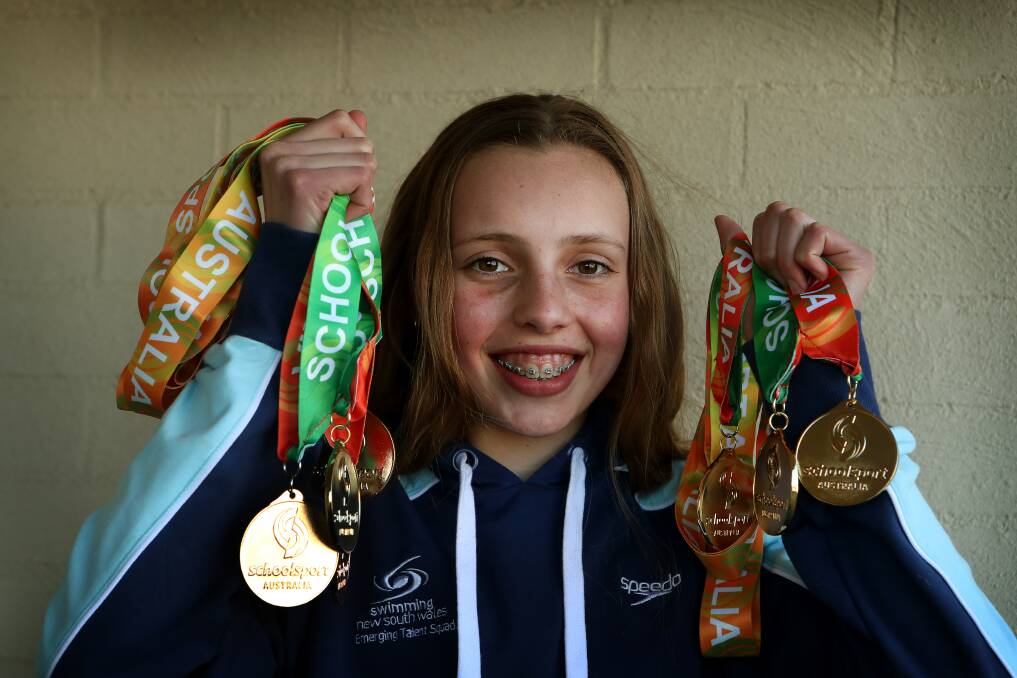 Medal haul: Sydney Brown won eight medals at the Australian All Schools Swimming Championships. Picture: Sylvia Liber. 