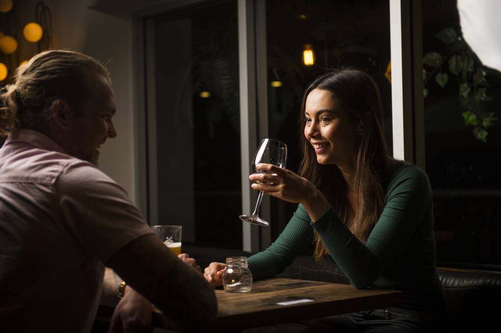 Serena Coady tries speed dating at Shorty's in Canberra. Picture: Dion Georgopoulos
