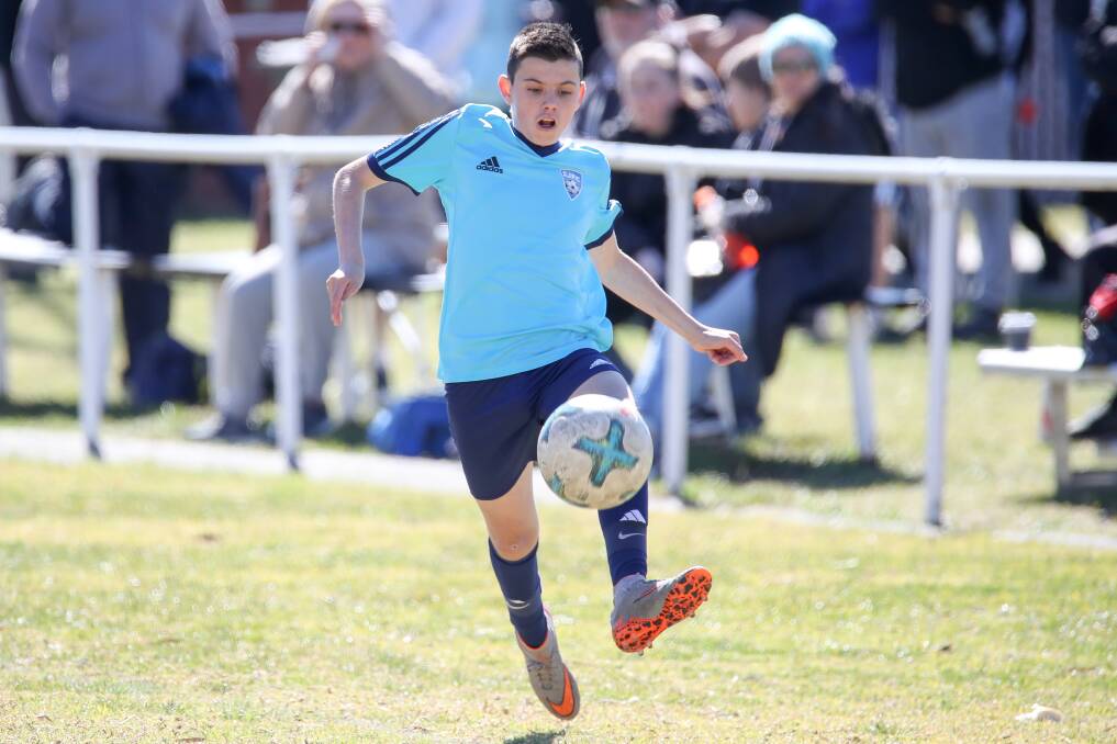 Off to the big dance: Shellharbour Blue's Adam Vrtkovski during his team's 5-1 victory over Shellharbour White. Picture: Adam McLean. 