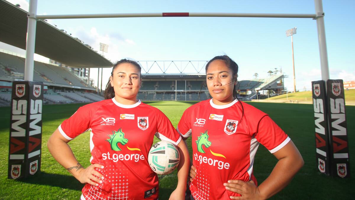 Close bond: Queenslanders Annette Brander (Left) and Asipau Mafi have made the trip south to play for St George Illawarra. Picture: Georgia Matts. 