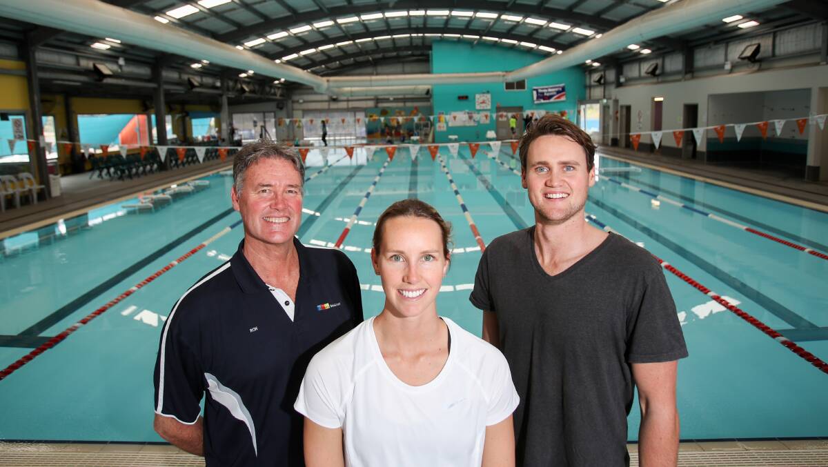 Unique opportunity: Swimming stars Emma and David McKeon will combine with father Ron to run swimming clinics. Picture: Adam McLean. 