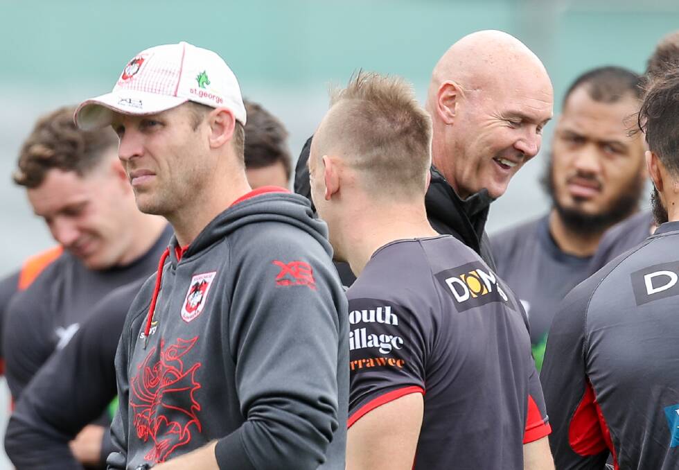 Last laugh: Dragons coach Paul McGregor is plotting a run deep into the NRL finals series. They face South Sydney at ANZ Stadium on Saturday night. Picture: Adam McLean