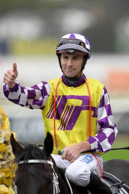 THUMBS UP: Jockey Tye Angland has been given the nod to ride Miss Scorcher by South Coast trainer Graeme Murray. Picture: AAP Image/Simon Bullard