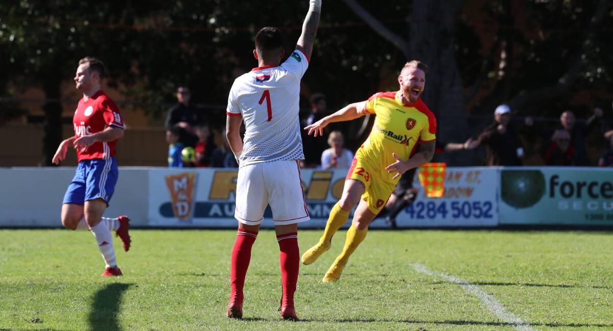 HAPPIER TIMES: Wollongong United striker Matthew McNab is set for a long stint on the sidelines after suffering a knee injury. Picture: Sylvia Liber.