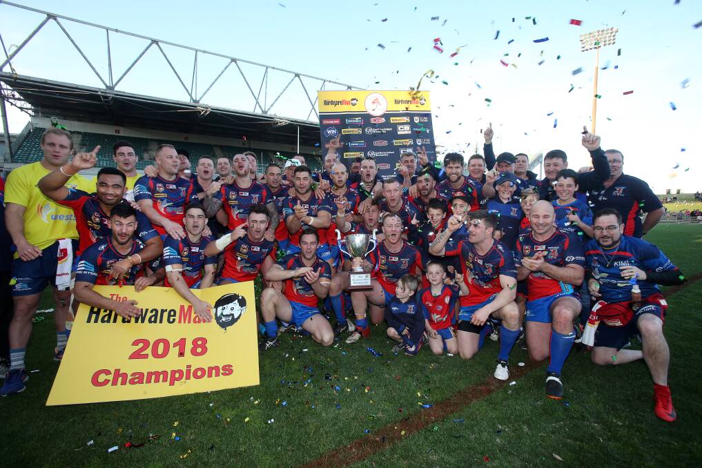 WINNERS ARE GRINNERS: Wests outlasted a fast-finishing Thirroul to claim the 2018 premiership at WIN Stadium on Sunday. Picture: Robert Peet