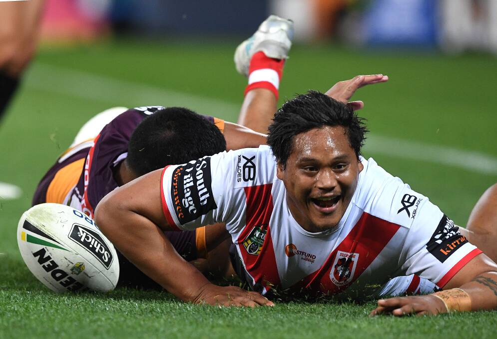 STRONG FINISH: Luciano Leilua scored five tries in the Dragons final 12 games of the 2018 season in a breakout year. Picture: AAP 