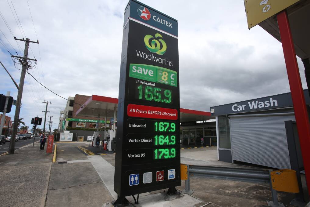 The Caltex service station at Fairy Meadow is one of a number across the region charging the highest price for regular unleaded - 167.9 cents per litre. Picture: Robert Peet
