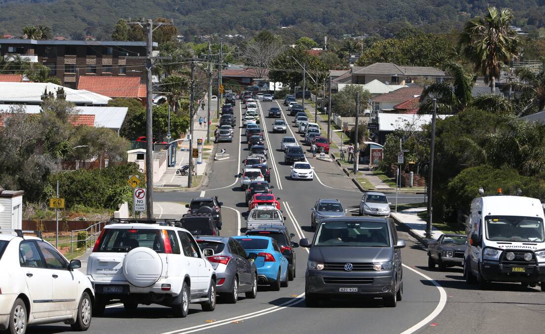 BUMPER TO BUMPER: What traffic looks like from Austinmer to Thirroul on a sunny day. Picture: ADAM McLEAN