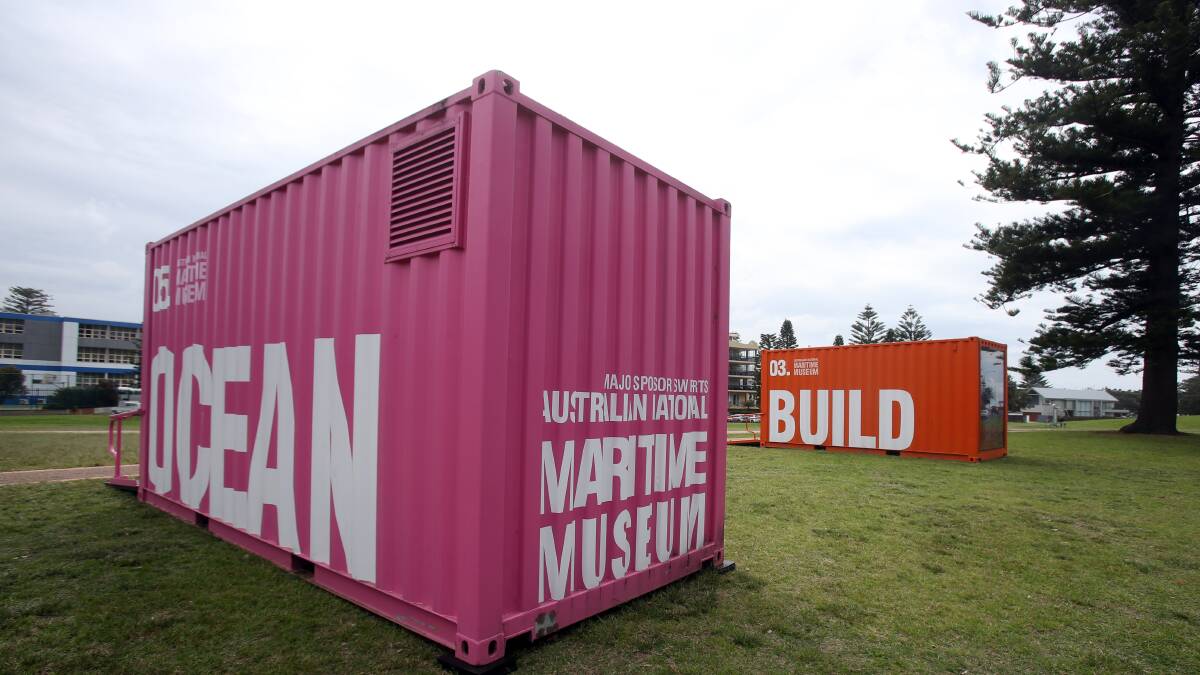 Colourful shipping containers on the grassy area across from City Beach on Wednesday. Picture: Robert Peet