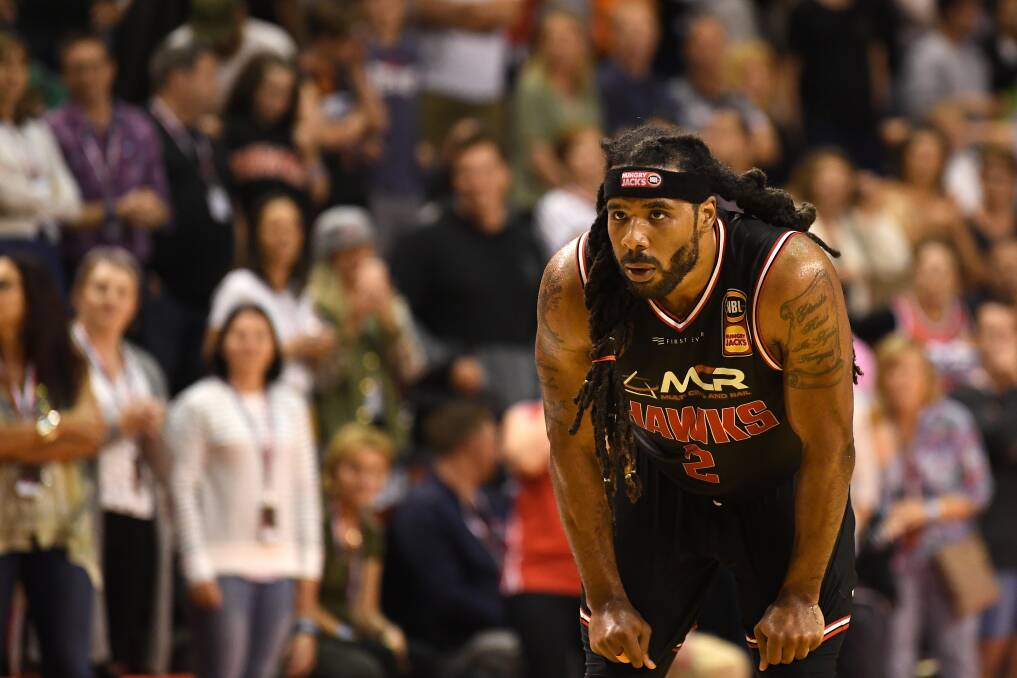 LONG HARD LOOK: Jordair Jett and the Hawks will face Melbourne United for the third time in the opening month of the season on Thursday night ahead of another clash with Perth on Sunday. Rob Beveridge says the tough stretch needs to be kept in perspective. Picture: AAP Image