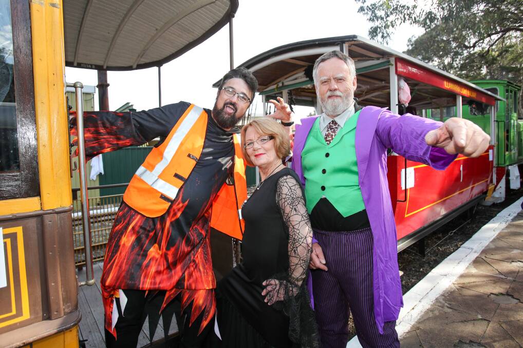 SCARY GOOD TIME: Nathan Cox, Irene Barker and Brad Johns dressed the part for last year's Eve of Halloween event at the Illawarra Light Railway Museum in Albion Park. Picture: Adam McLean