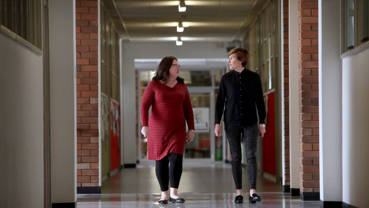 SUPPORTERS: Five Islands Secondary College school counsellor Heidi Page and senior psychologist education Jennifer McKinnon pictured in October 2018, supporting government moves to boost school counsellor numbers. Pictures: Sylvia Liber