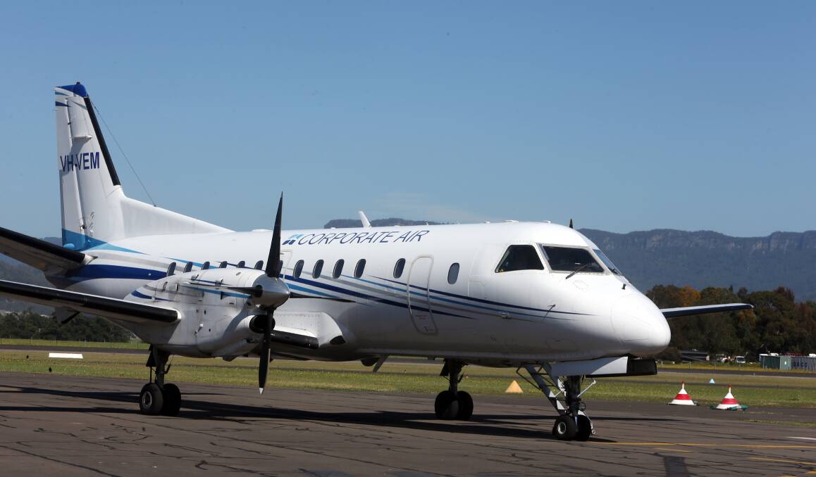 A Fly Corporate jet landing at the now renamed airport at Albion Park Rail. Picture: Robert Peet