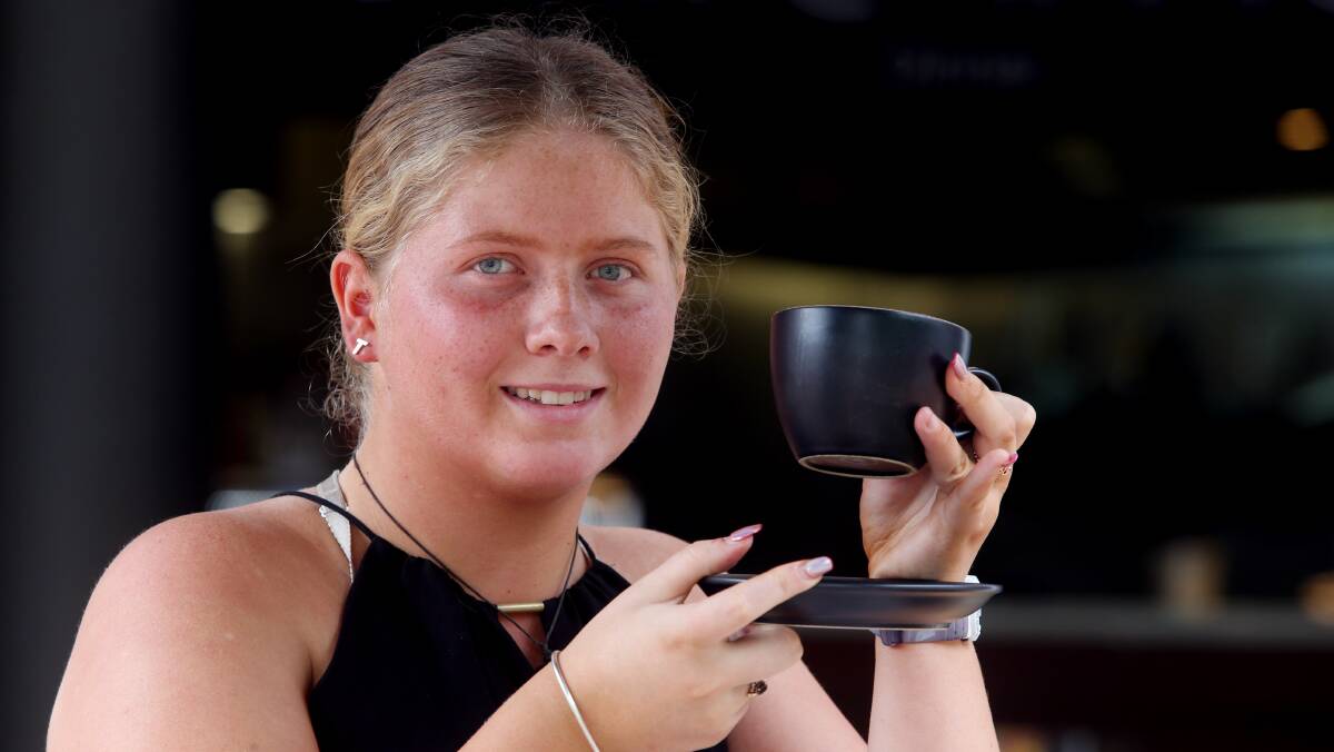 Corrimal High School student Tameryn Burchell hopes people support a GoFundMe page looking to raise money for a new coffee machine to replace the one destroyed in the recent fire. Picture: Robert Peet