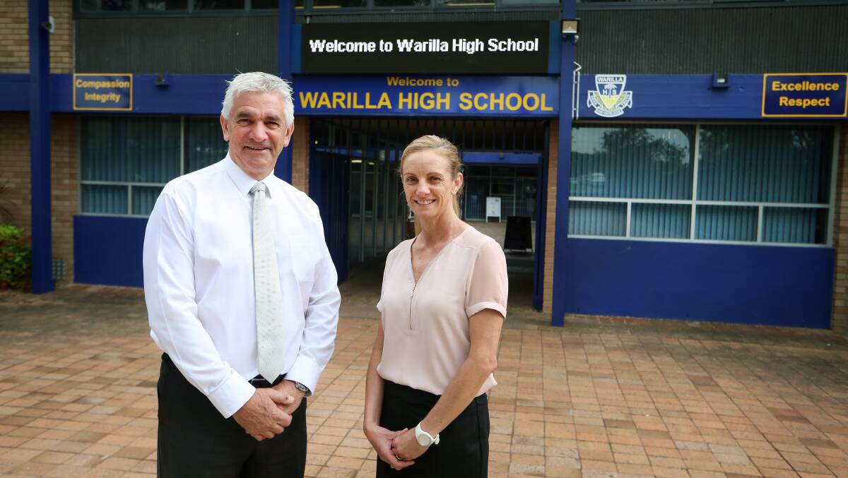 SCHOOL SUCCESS: Warilla High School principal John Hambly and teacher Renee Pettit have been honoured by the Department of Education. Picture: Sylvia Liber.