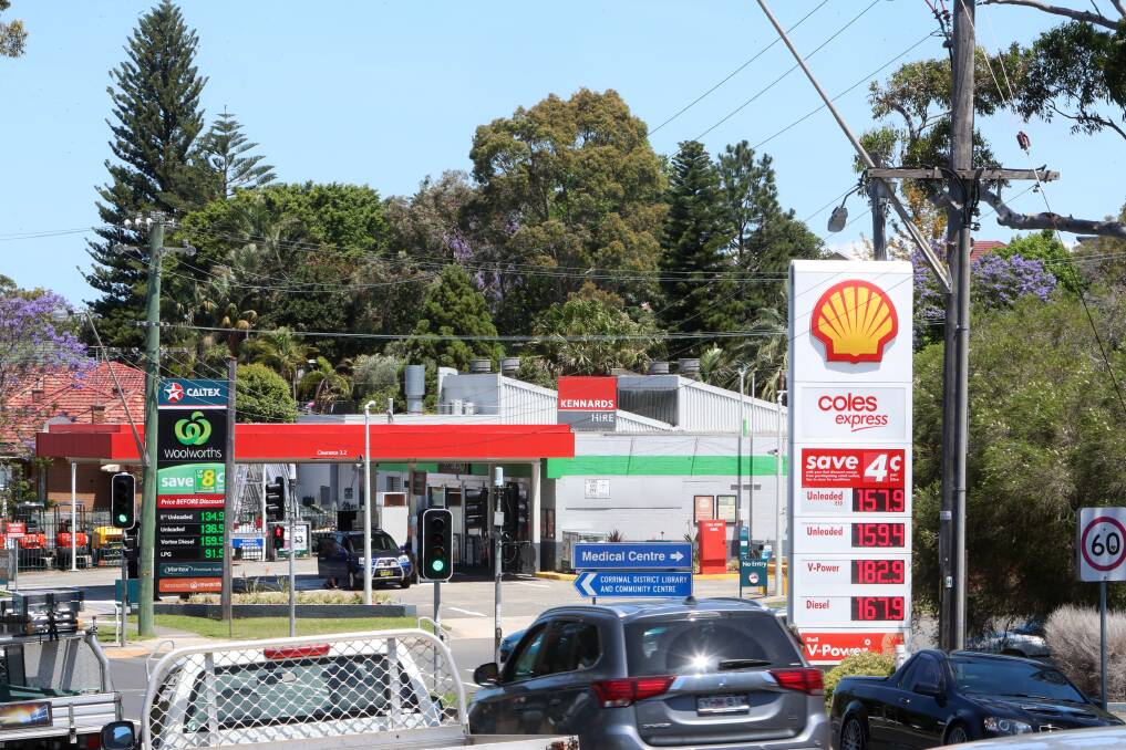The Caltex and Shell servos are right next to each other on the Princes Highway at Corrimal, but on Monday they had a 22-cent difference in the price of regular unleaded. Picture: Sylvia Liber