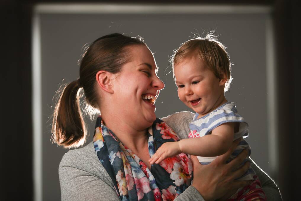 Infectious disease: Tam Hutchins with 13-month-old Callie who contracted a little-known, but life-threatening, virus at seven days old. Picture: Adam McLean