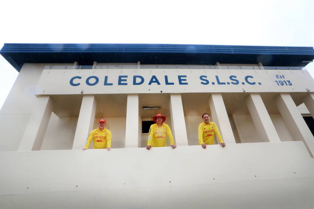 New look: Coledale Surf Life Saving Club members Darren Weidner, Anthony O'Donoghue and David Fittock in their newly painted surf club, now appearing in a Dulux ad. Picture: Sylvia Liber