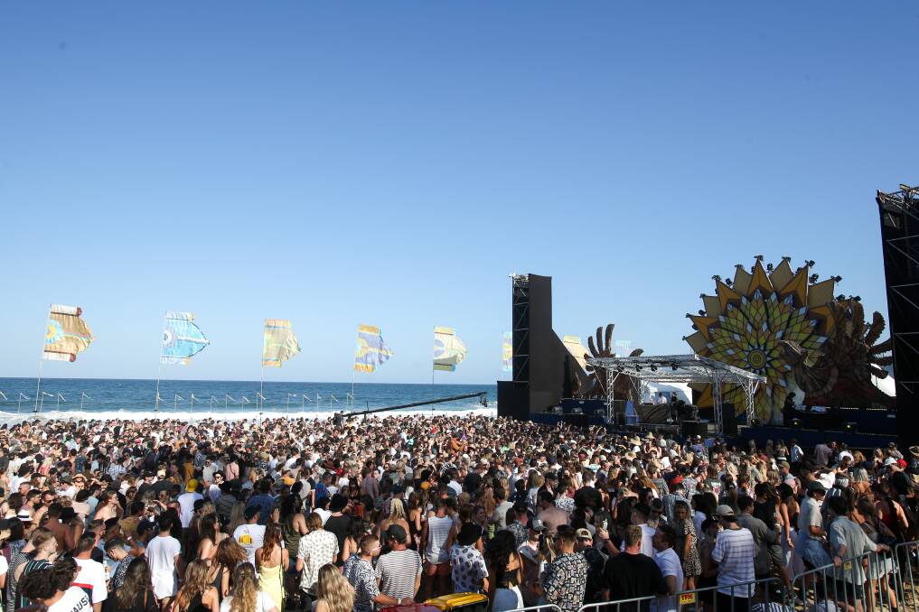 More than 7,500 electronic music fans attended the Corona SunSets festival on Saturday, with 50 per cent of ticket-holders from outside the region, according to Destination Wollongong. Picture: Adam McLean