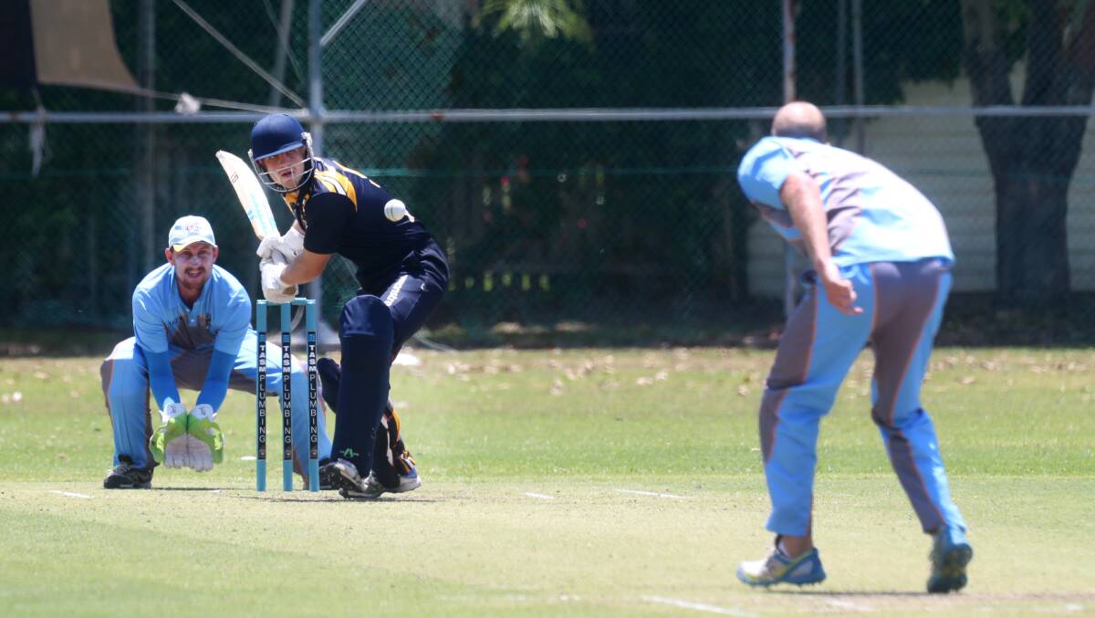 Just did enough: Lake Illawarra's Ryan Maguire bats during the South Coast one-day final on Sunday. Picture: Sylvia Liber.