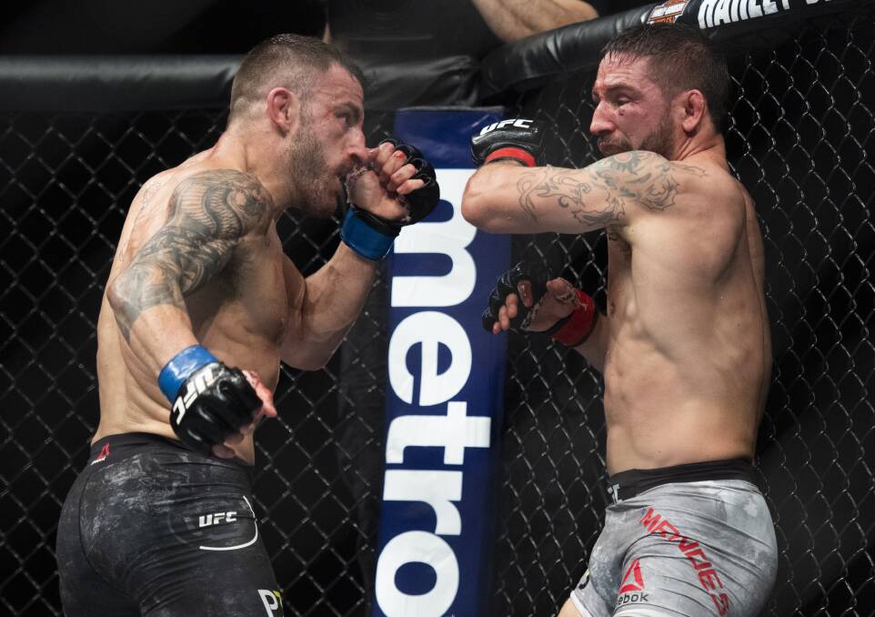 PAINFUL LESSON: Alex Volkanovski delivered a relentless beat down of three-time contender Chad Mendes last December. He'll be looking to do the same against Brazilian legend Jose Aldo in May. Picture: AP/Kyusung Gong